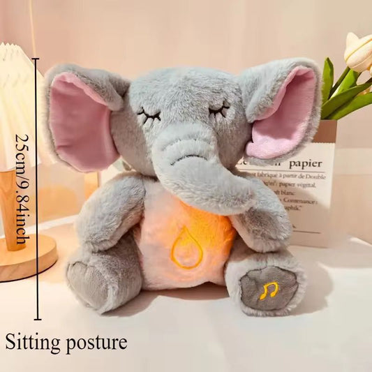 Plush Elephant Baby Sleep Soother Toy with Music & Soft Night Light