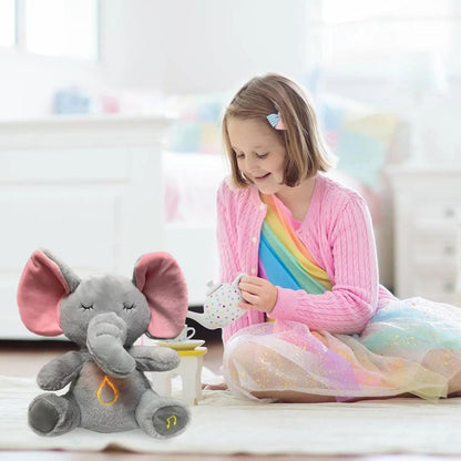 Plush Elephant Baby Sleep Soother Toy with Music & Soft Night Light