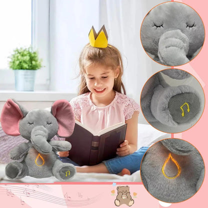 Plush Elephant Baby Sleep Soother Toy with Music & Soft Night Light