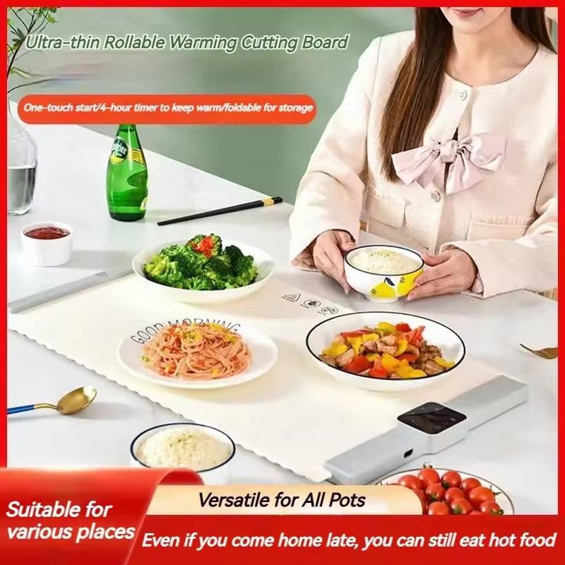 VZOIR Rollable Electric Food Warming Mat with 5 Temperature Settings & 4-Hour Timer