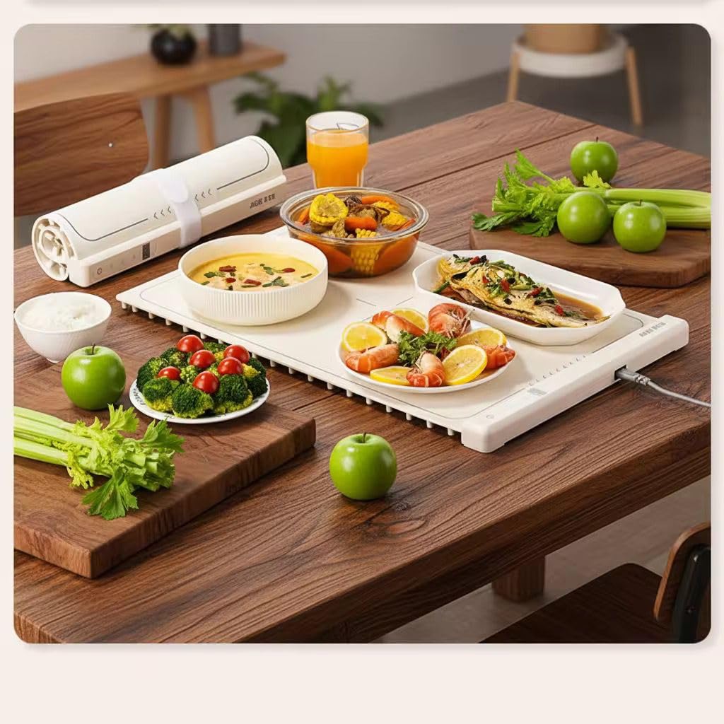VZOIR Rollable Electric Food Warming Mat with 5 Temperature Settings & 4-Hour Timer