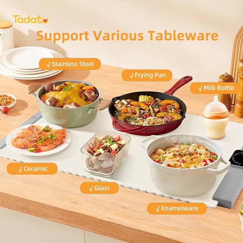 VZOIR Rollable Electric Food Warming Mat with 5 Temperature Settings & 4-Hour Timer