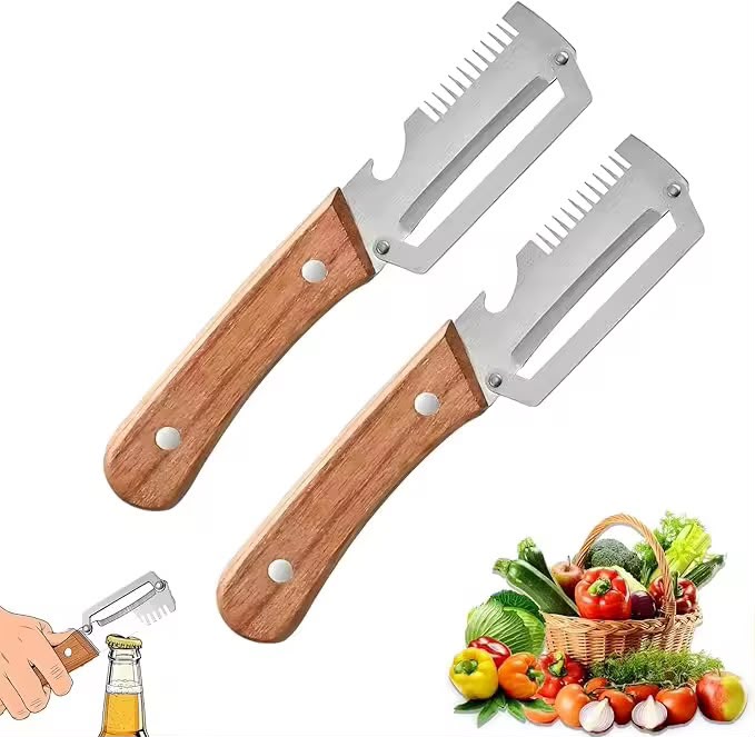 Premium Multi-Functional Vegetable Peeler with Wooden Handle (Pack of 2)