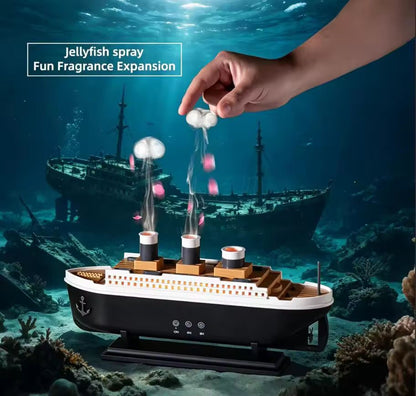 Titanic Ship Jellyfish Aroma Diffuser – Essential Oil Aromatherapy Humidifier with Colorful LED Lights