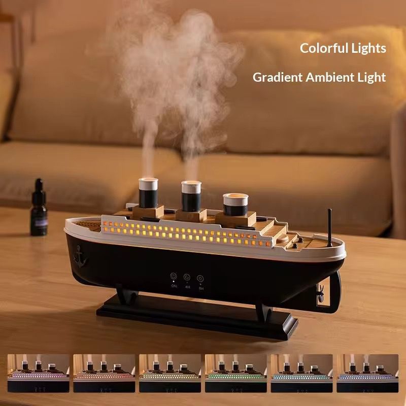 Titanic Ship Jellyfish Aroma Diffuser – Essential Oil Aromatherapy Humidifier with Colorful LED Lights