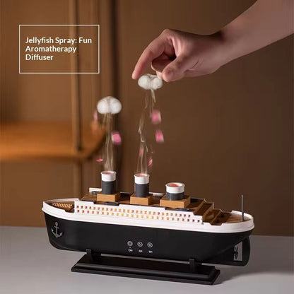 Titanic Ship Jellyfish Aroma Diffuser – Essential Oil Aromatherapy Humidifier with Colorful LED Lights