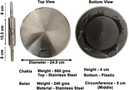 VZOIR Stainless Steel Chakla Belan Set