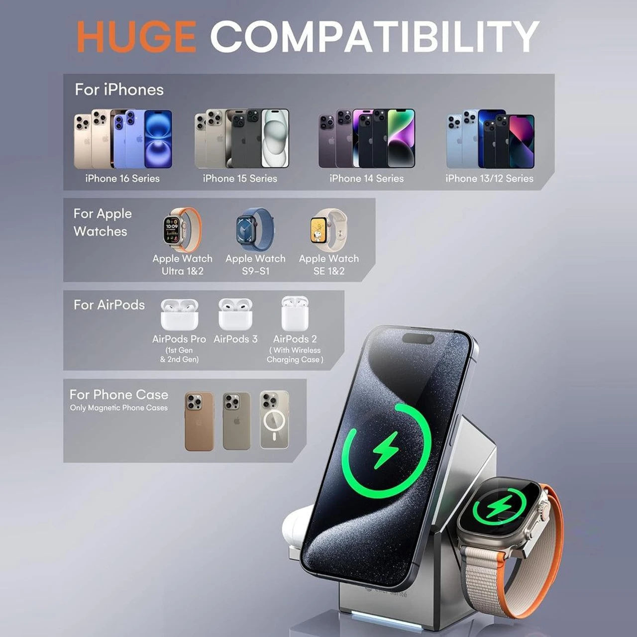 VZOIR VZ7 compatibility iPhone Apple Watch AirPods